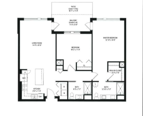 the Kilgore 2 bedroom, 2 bathroom floor plan