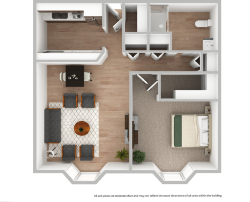 The Rose 1 bedroom 1 bathroom floor plan